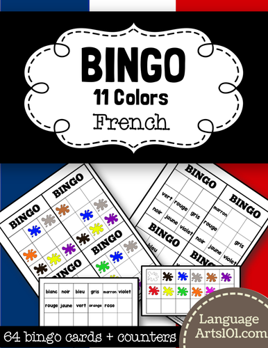 Colours bingo in French | Bingo to practice  ‘Les Couleurs Français’