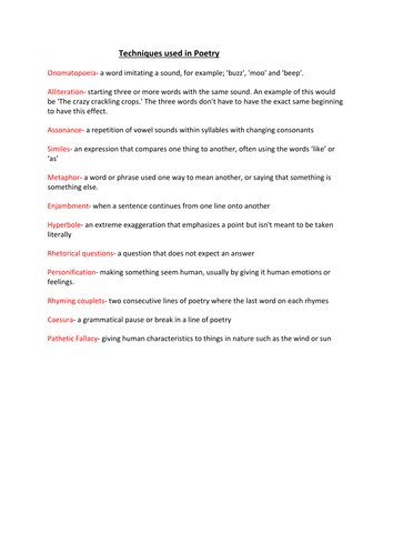 techniques used in poetry