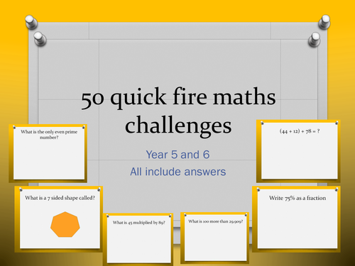 50 quick fire maths challenges ks2