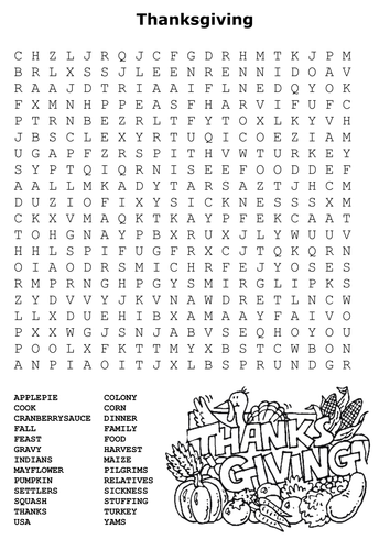 Thanksgiving Word Search by sfy773 | Teaching Resources