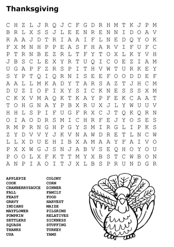 Thanksgiving Word Search