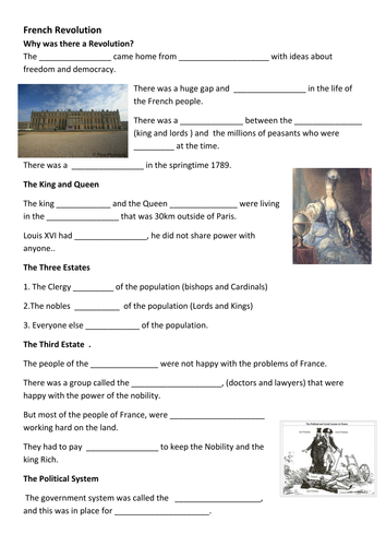  French Revolution PPT and worksheet  Part 1 - Overview 