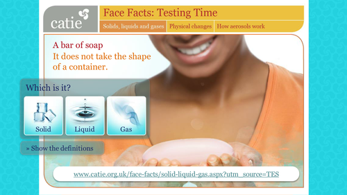 Testing Time – solids,  liquids and gases web activity 