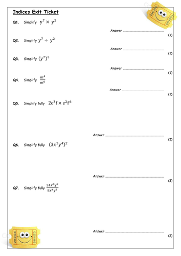 Using the Laws of Indices to Simplify Expressions