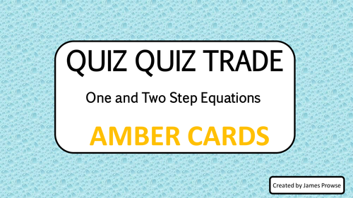 One to Two Step Linear Equations Quiz Quiz Trade