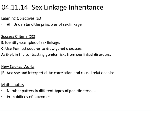 Advanced Biology 8th 12th Grade Inheritance 5 Sex Linkage 5075