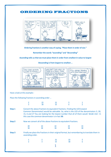 Ordering Fractions Revision