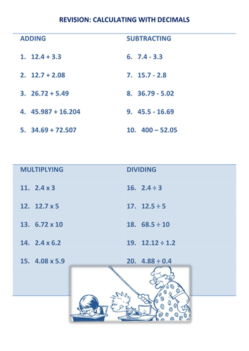 Decimal Fraction Worksheet