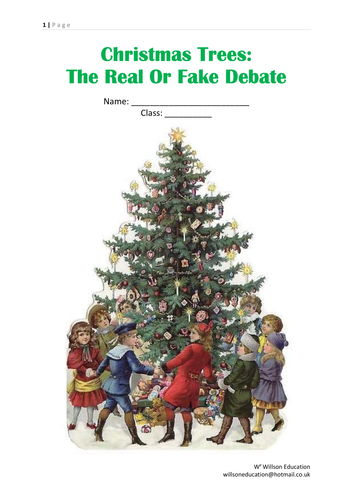 Christmas Trees - The Real Or Fake Debate (Grade 6 - 10)