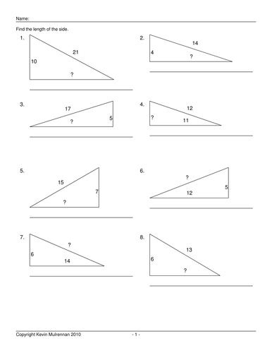 100 Questions on Pythagoras Answers Provided Mathematics Geometry KS2 ...