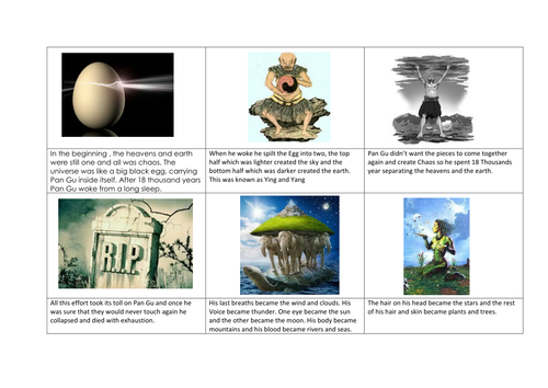 Chinese Creation Story - Pan Gu story board