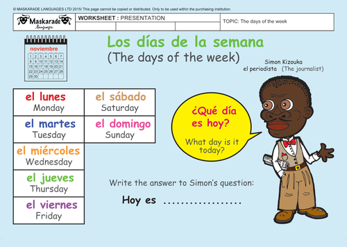 SPANISH-AT-SCHOOL-Y3-Y4: The days of the week