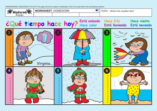 SPANISH-AT-SCHOOL-Y3-Y4: Weather expressions/ What's the weather like today?/ ¿Qué tiempo hace hoy?