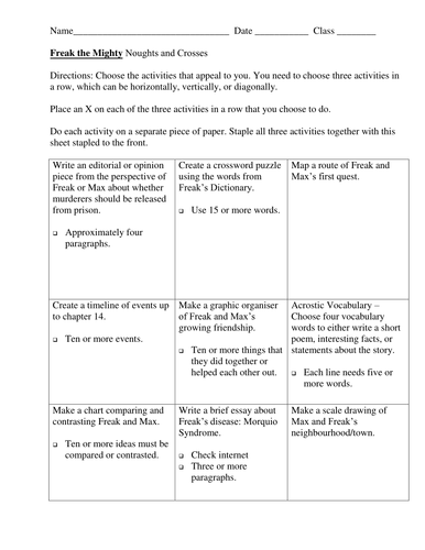 Freak the Mighty Noughts and Crosses