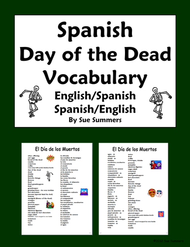Spanish Day of the Dead Vocabulary Reference - Dia de los Muertos