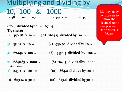 Decimals:  working with them