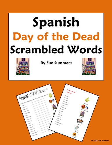 Spanish Day of the Dead Scrambled Words and Image IDs