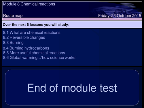 KEY STAGE 3 SCIENCE MODULE  8 CHEMICAL REACTIONS 