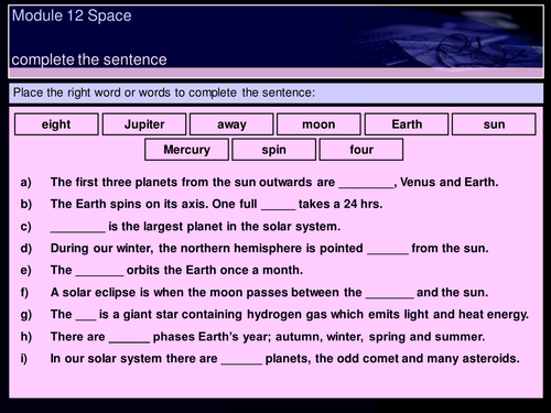 KEY STAGE 3 SCIENCE MODULE  12 SPACE