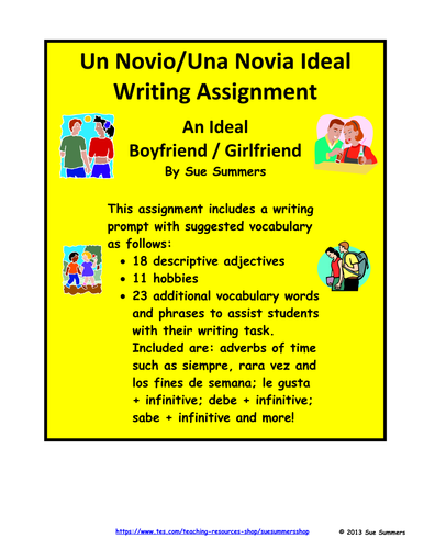Spanish Writing Prompt - Ideal Boyfriend or Girlfriend