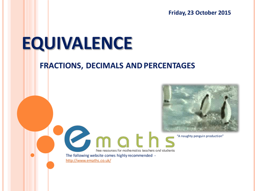 Fractions to Decimals to Percentages