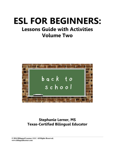 ESL for Beginners Lessons Guide with Activities: Volume Two
