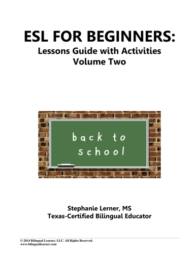 ESL for Beginners Lessons Guide with Activities: Volume Two | Teaching ...