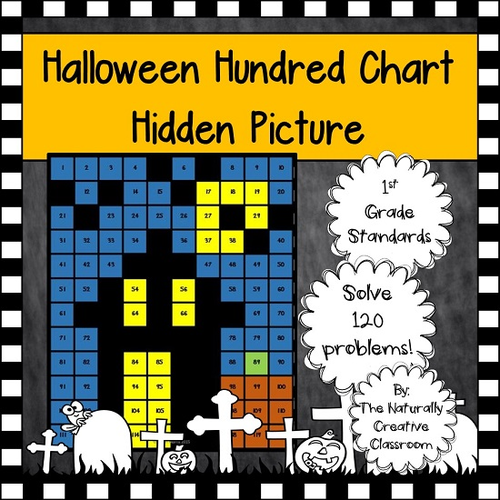 Halloween Hundred Chart Hidden Picture for Firsties