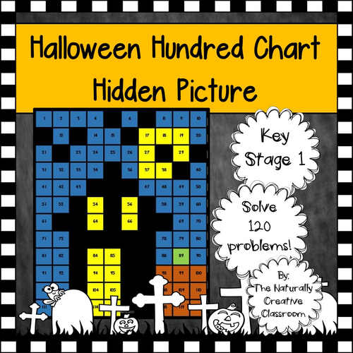 Halloween Hundred Chart Hidden Picture- Key Stage 1