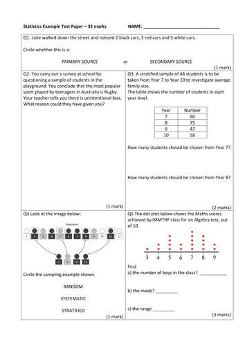 statistics year 8 math review teaching resources