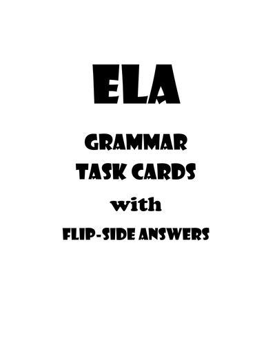 ELA Grammar/Sentence Structure Task Cards