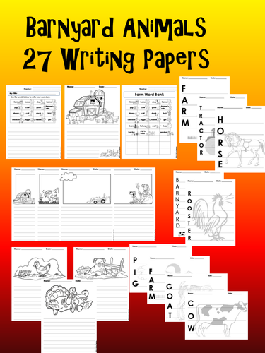 Farm Animal Writing Activities and Paper Pack