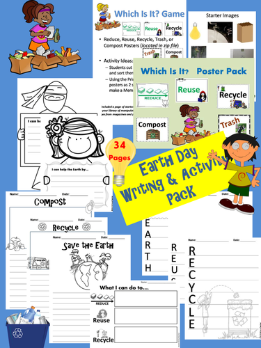 Earth Day Writing & Activity Pack Reduce, Reuse, Recycle | Teaching ...