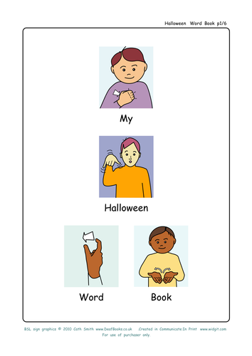 Halloween Word Book of British Sign Language (BSL) Vocabulary