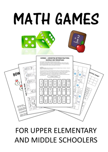 Math Game Bundle: For upper Elementary and Middle School - 10 Games