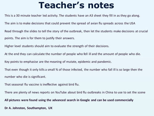 Bird Flu Pandemic in the USA - Interactive scenario