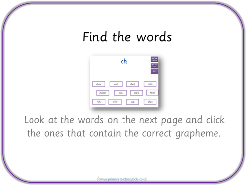 Letters and Sounds Phase 3 grapheme hunt activity powerpoint
