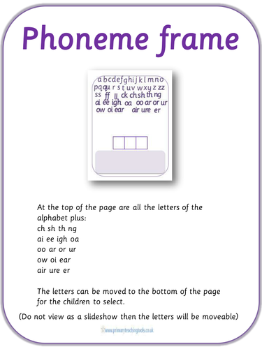 Letters and Sounds Phase 3: Phoneme frames