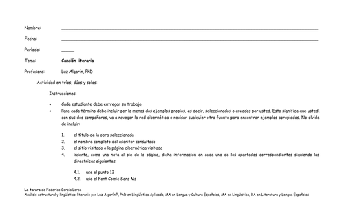 Canción: La tarara (versión) de Federico García Lorca