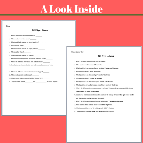 Bill Nye Video Worksheets - Complete 20 Video Worksheet Collection by