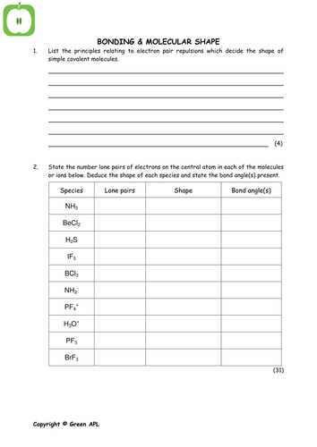 Chemistry: Bonding Collection  A Level Year 1