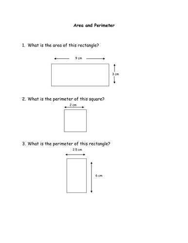 Area and Perimeter - squares and rectangles