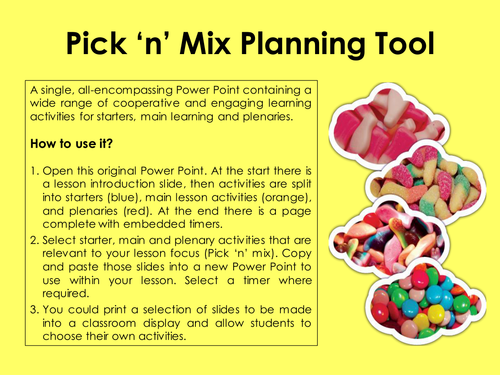 Lesson Planning: Pick 'N' Mix Tool