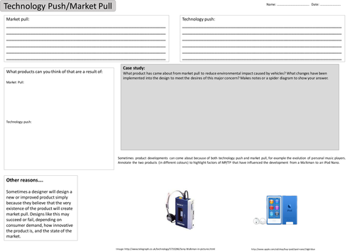 Technology Push Market Pull Worksheet Revision