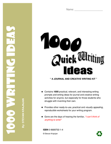 1,000 CREATIVE WRITING IDEAS and LANGUAGE TEMPLATES