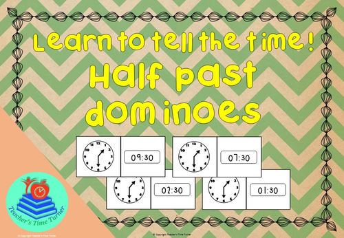 Time - Tell the time dominoes - half past