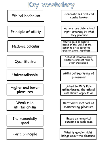 Utilitarianism revision activities