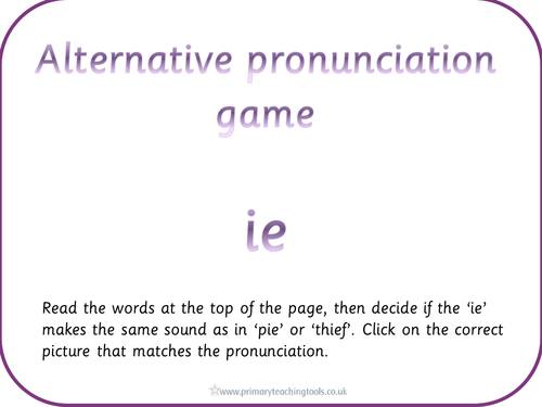 Letters and Sounds Phase 5 Phonic pack: Alternative pronunciations of ie, ea and er