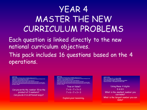 16 year 4 challenges linked to the new curriculum