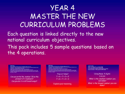Year 4 new curriculum master problems